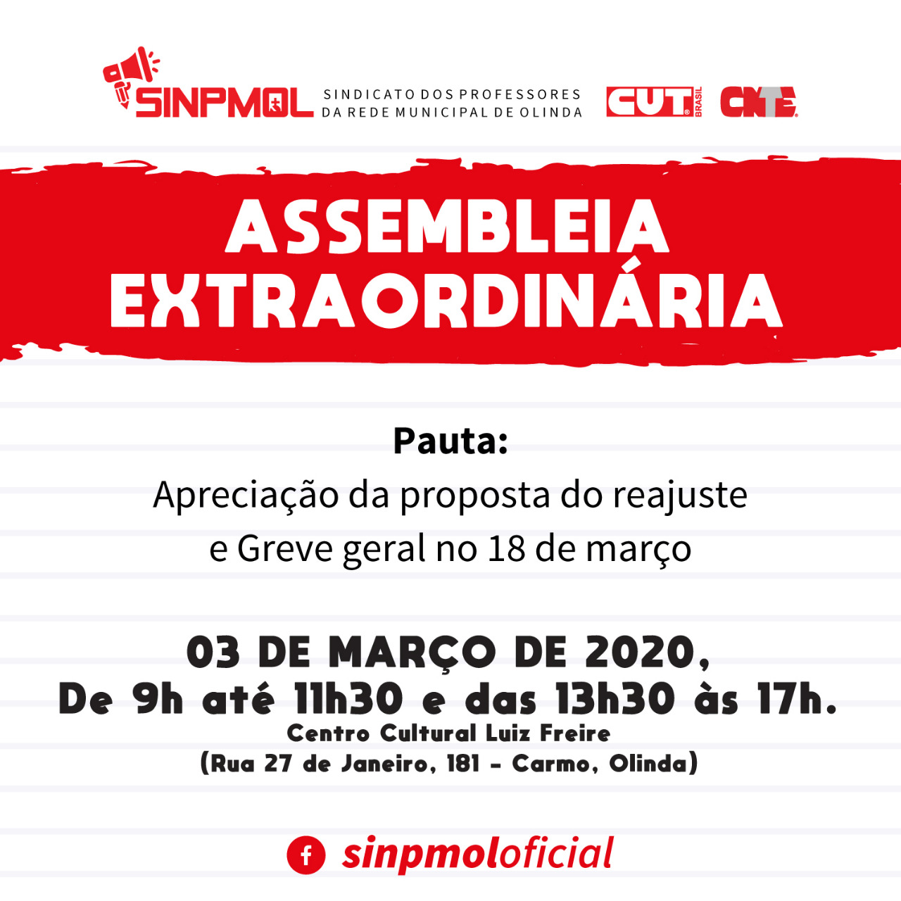 Assembleia Geral Extraordinária acontecerá em março