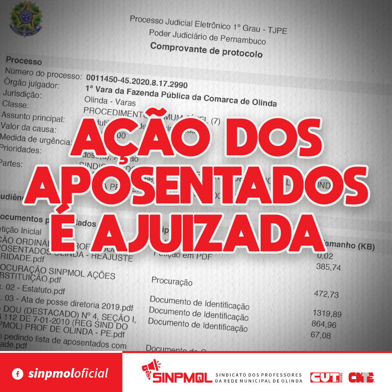 INFORMATIVO JURÍDICO SINPMOL – AÇÃO DOS APOSENTADOS É AJUIZADA