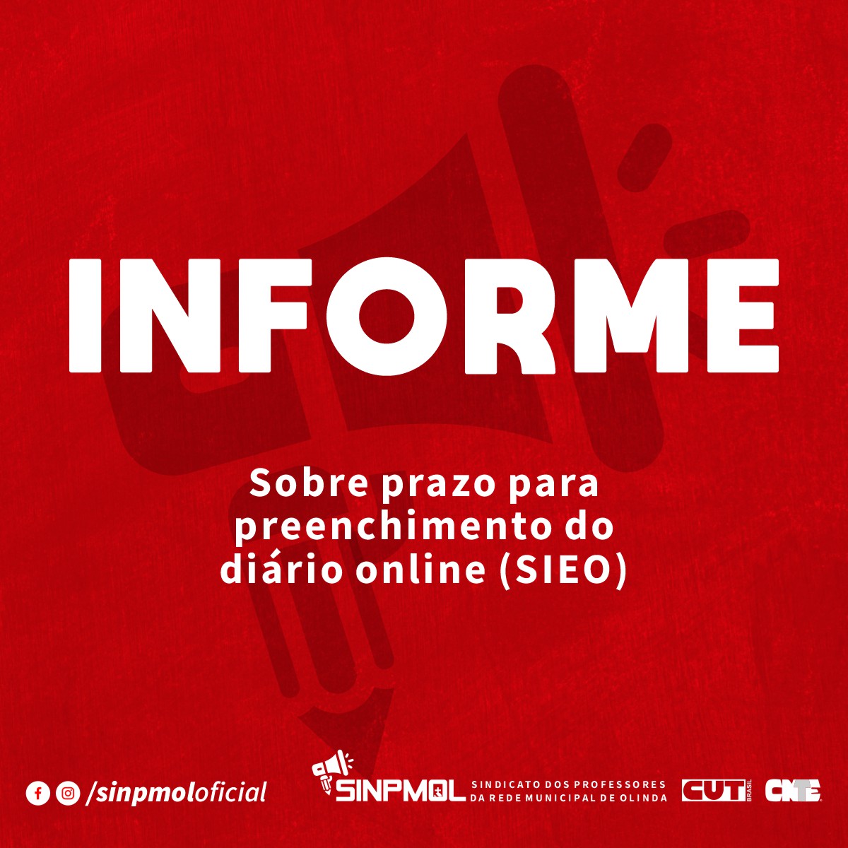 Informe sobre prazo para preenchimento do diário online (SIEO)